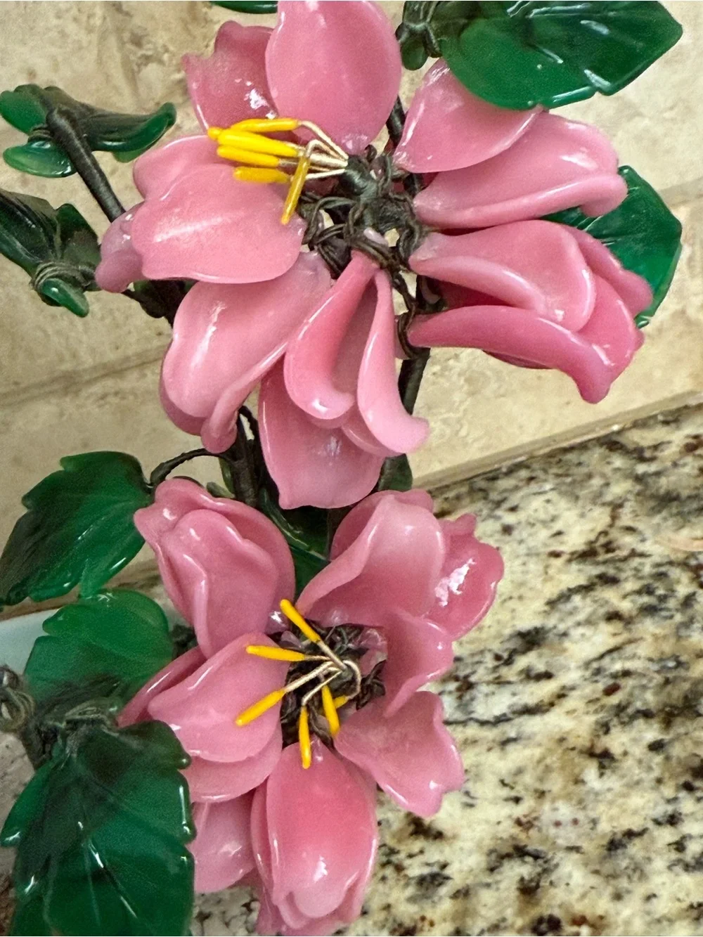 Pink Faux Floral Topiary in Ceramic Pot